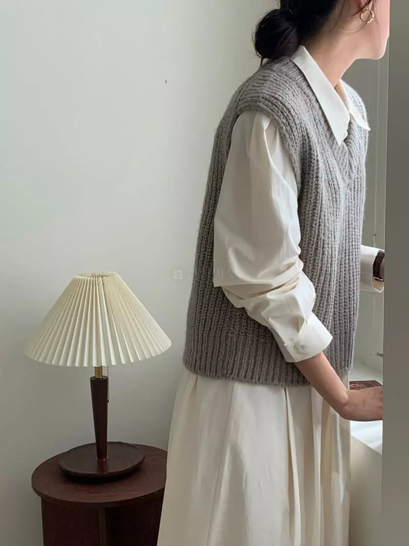 Ff - Korean Women Fashion - #womensfashion - Alpaca Vest Knit Tee - 3