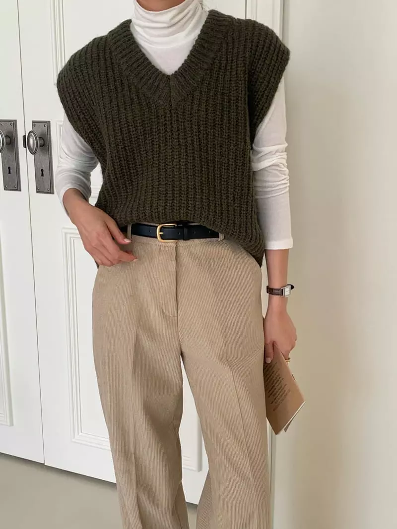 Ff - Korean Women Fashion - #womensfashion - Alpaca Vest Knit Tee - 5