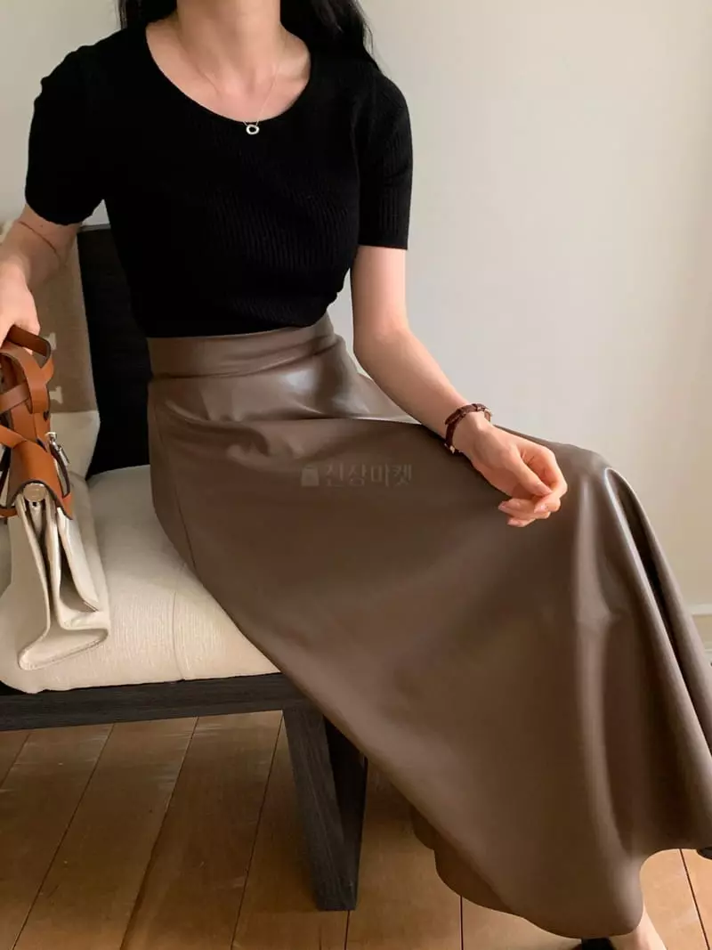 Ff - Korean Women Fashion - #womensfashion - Leather Skirt - 3