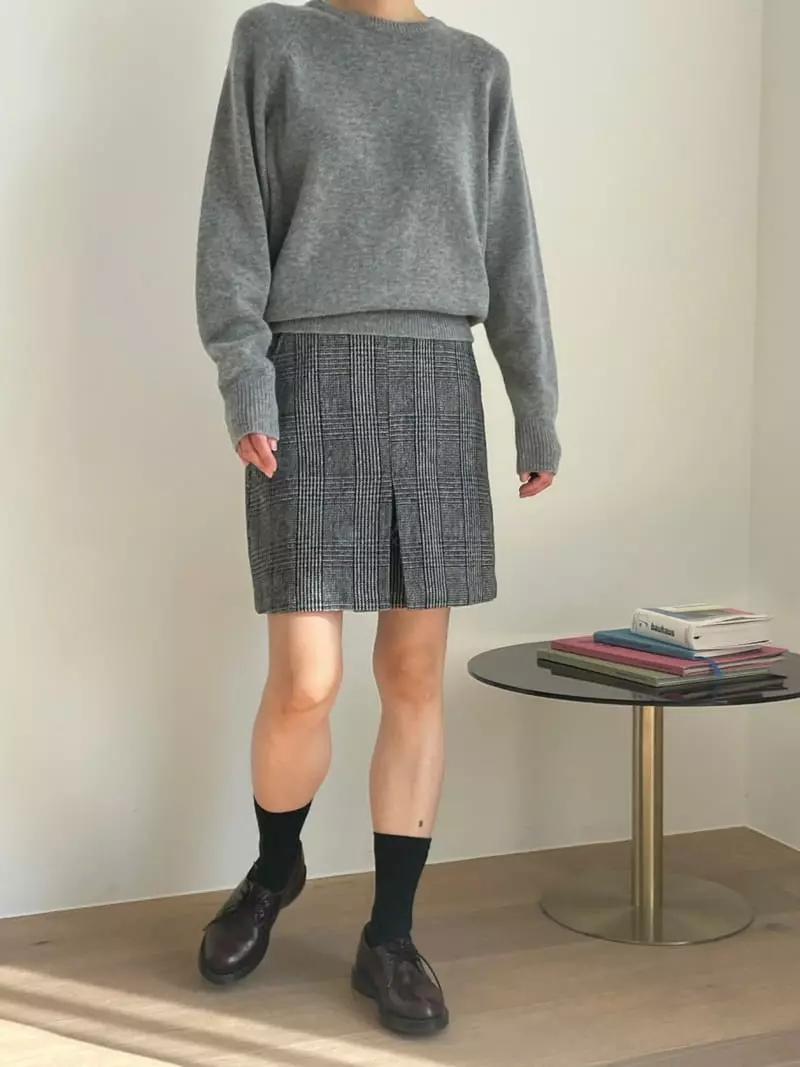 Fifty - Korean Women Fashion - #momslook - Check Mini Skirt
