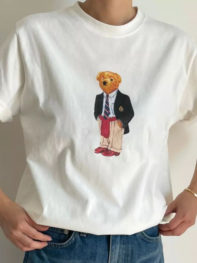 Fifty - Korean Women Fashion - #momslook - Bear Tee