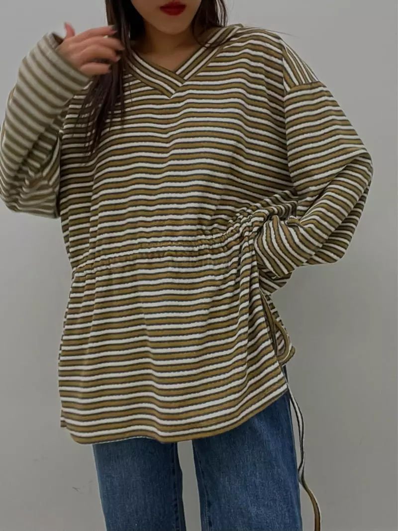 Flipar - Korean Women Fashion - #restrostyle - V Stripes Tee - 12