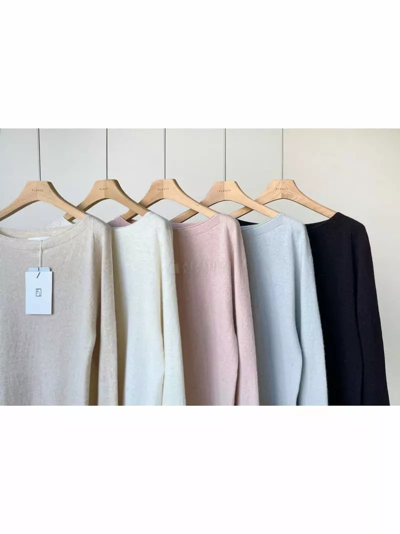 Floaty - Korean Women Fashion - #momslook - Whole Gament Shopy Boatneck Knit Tee - 8