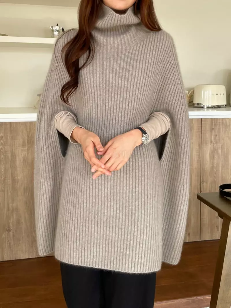 Floaty - Korean Women Fashion - #womensfashion - Whole Turtleneck Knit Tee - 2