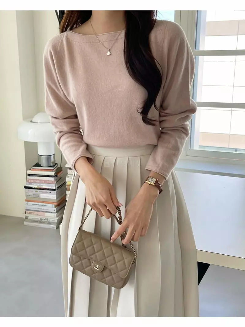 Floaty - Korean Women Fashion - #womensfashion - Whole Gament Shopy Boatneck Knit Tee