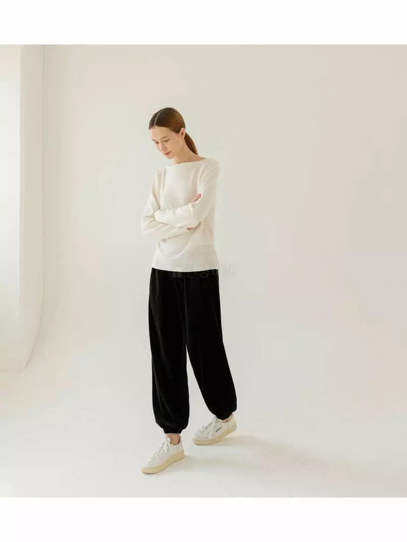 Floaty - Korean Women Fashion - #womensfashion - Whole Gament Shopy Boatneck Knit Tee - 5