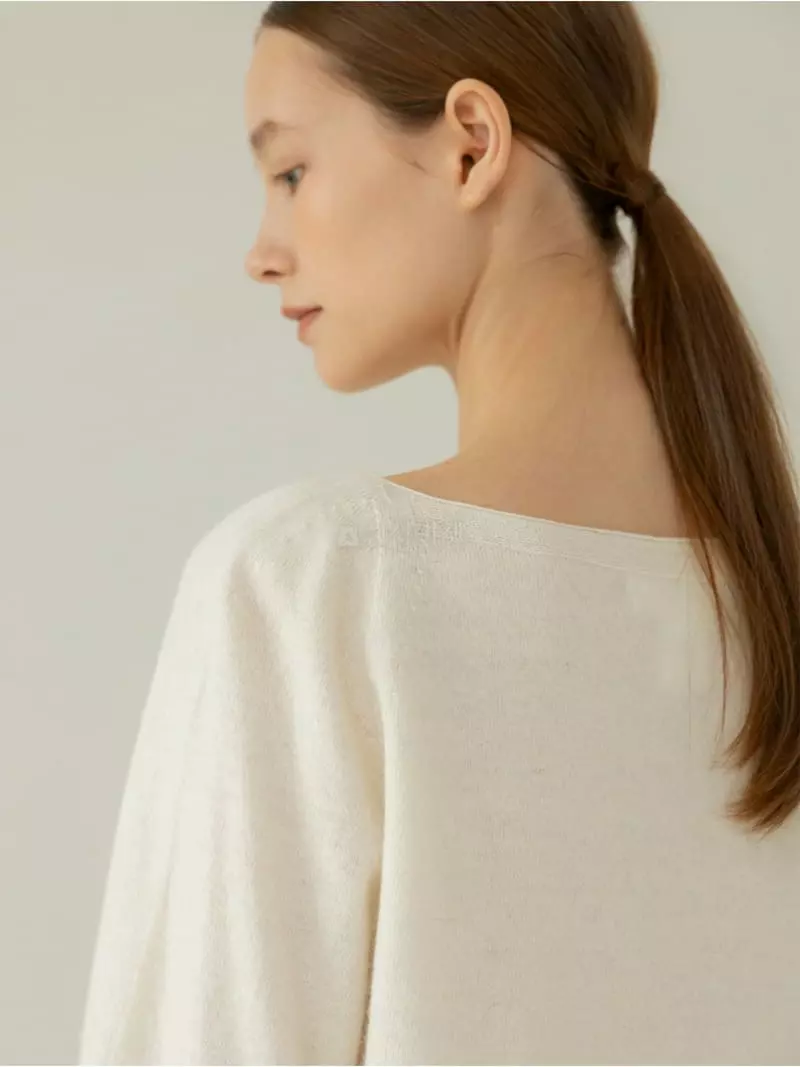 Floaty - Korean Women Fashion - #womensfashion - Whole Gament Shopy Boatneck Knit Tee - 7