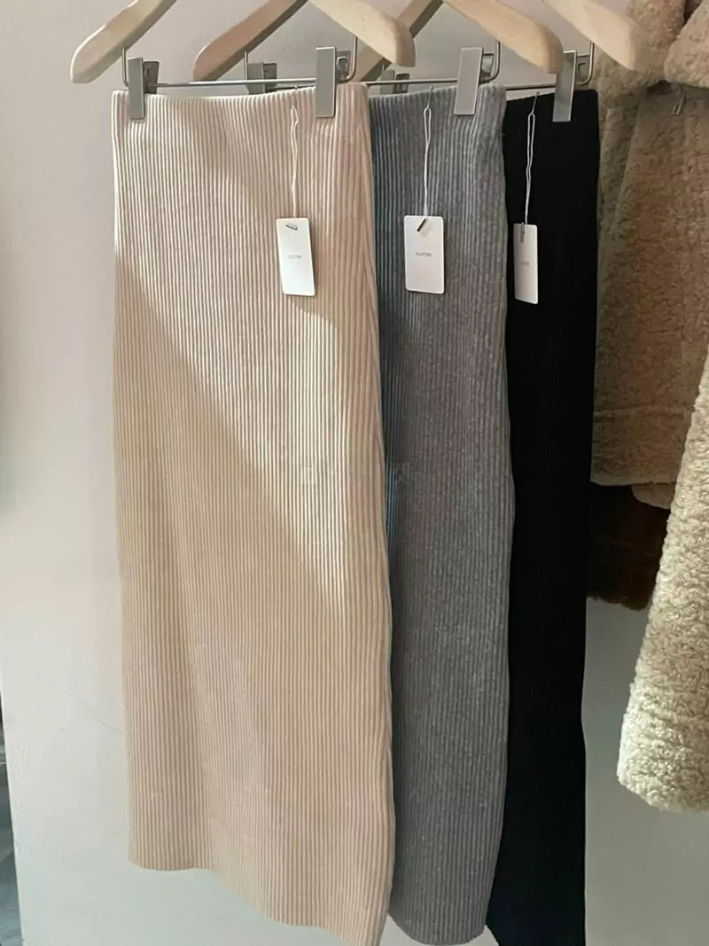 Flutter - Korean Women Fashion - #momslook - Veloure Rib Skirt