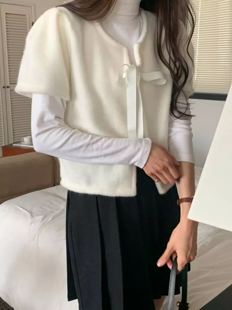 Flutter - Korean Women Fashion - #momslook - Ribbon Cardigan - 2