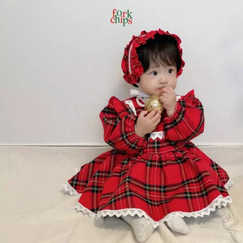 Fork Chips - Korean Baby Fashion - #babyboutiqueclothing - Check Gift Bodysuit - 11