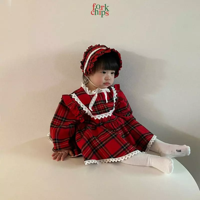 Fork Chips - Korean Baby Fashion - #babylifestyle - Check Frill Hairband - 2