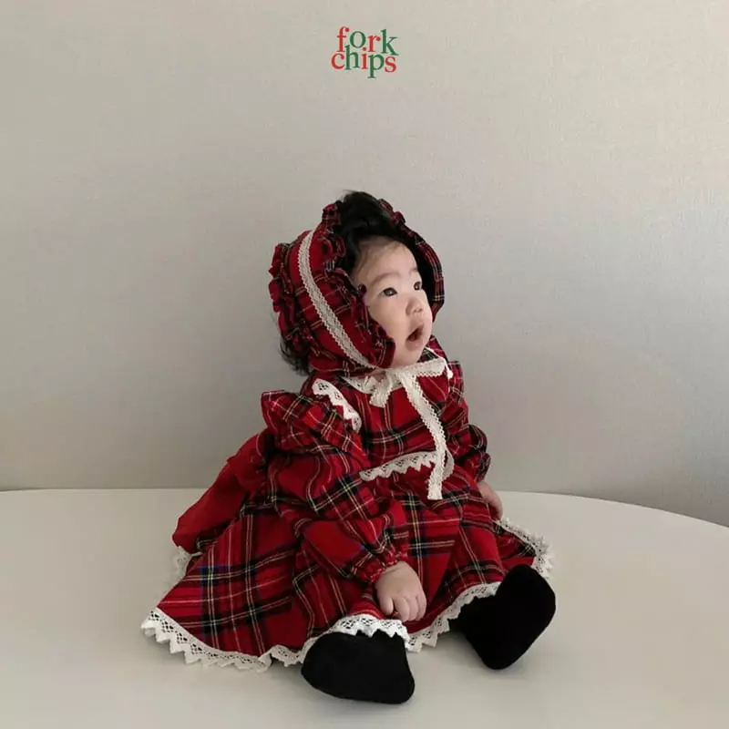 Fork Chips - Korean Baby Fashion - #babylifestyle - Check Gift Bodysuit