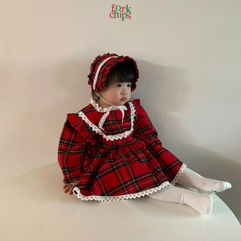Fork Chips - Korean Baby Fashion - #babyoninstagram - Check Frill Hairband - 4