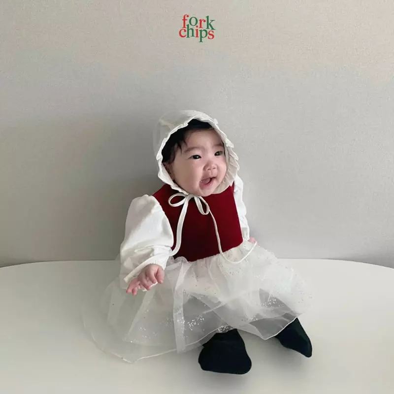 Fork Chips - Korean Baby Fashion - #babyootd - Snow Bodysuit