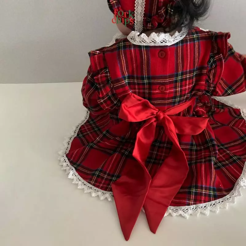 Fork Chips - Korean Baby Fashion - #babyootd - Check Gift Bodysuit - 4