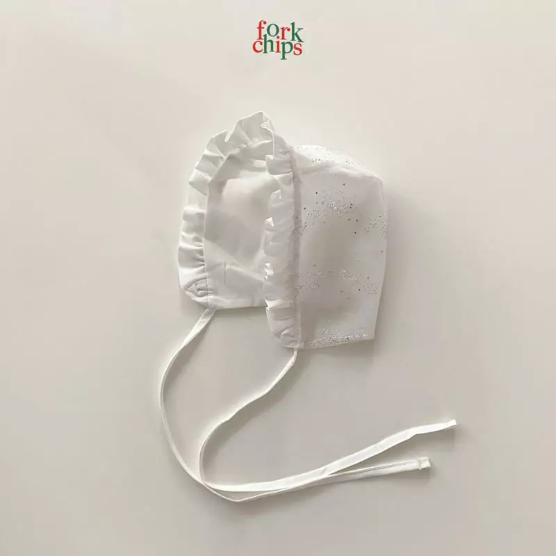 Fork Chips - Korean Baby Fashion - #babyoutfit - Snow Frill Bonnet - 4