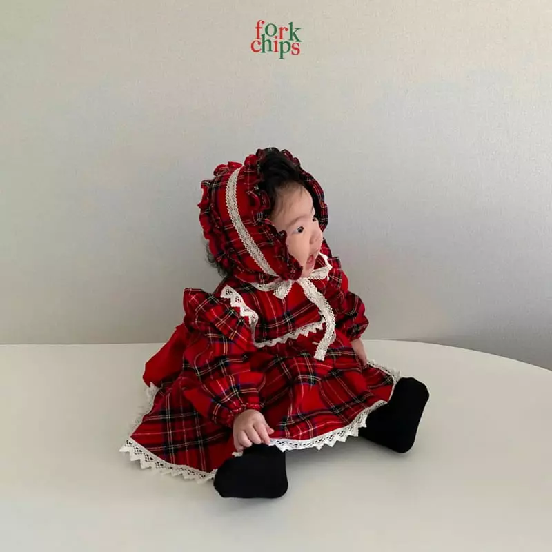 Fork Chips - Korean Baby Fashion - #babywear - Check Gift Bodysuit - 6