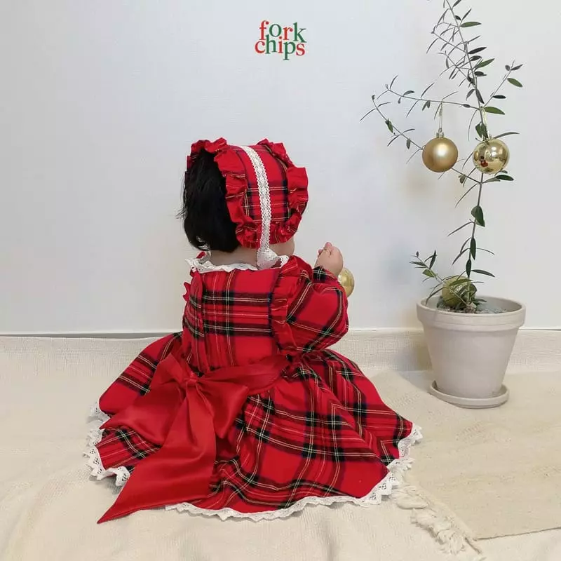 Fork Chips - Korean Baby Fashion - #onlinebabyshop - Check Gift Bodysuit - 8