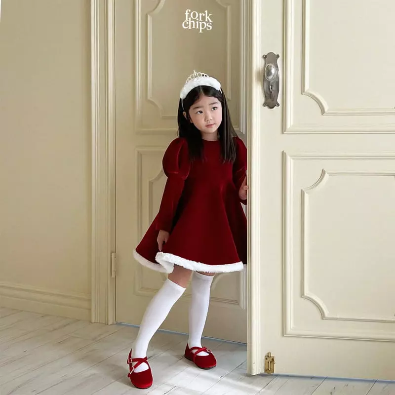 Fork Chips - Korean Children Fashion - #designkidswear - Merry White One-piece