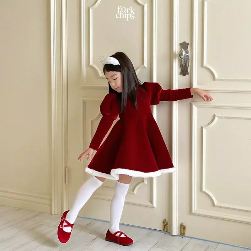Fork Chips - Korean Children Fashion - #discoveringself - Merry White One-piece - 2