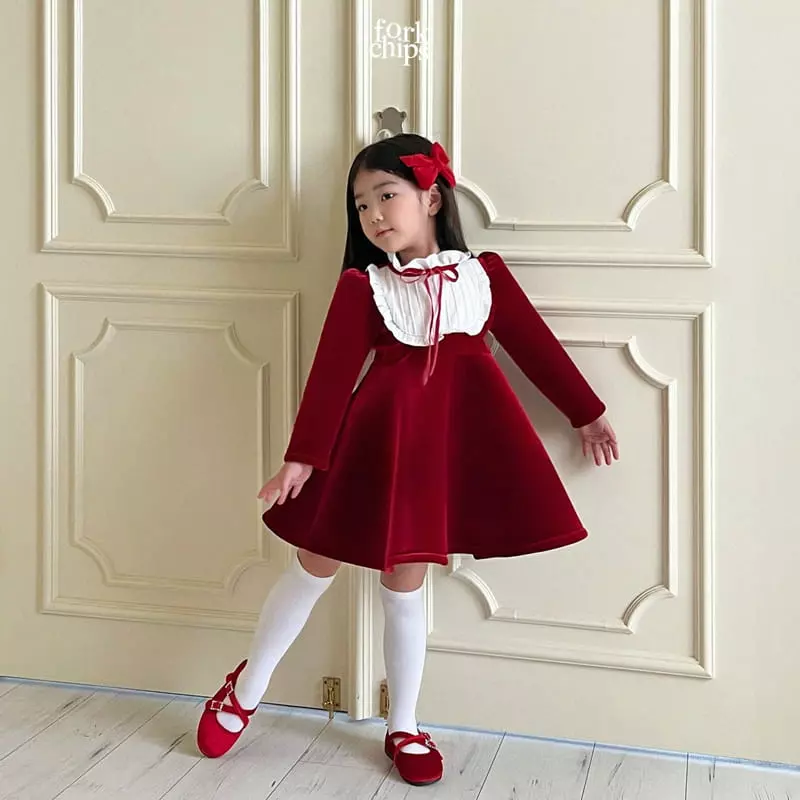 Fork Chips - Korean Children Fashion - #discoveringself - Shopia One-piece
