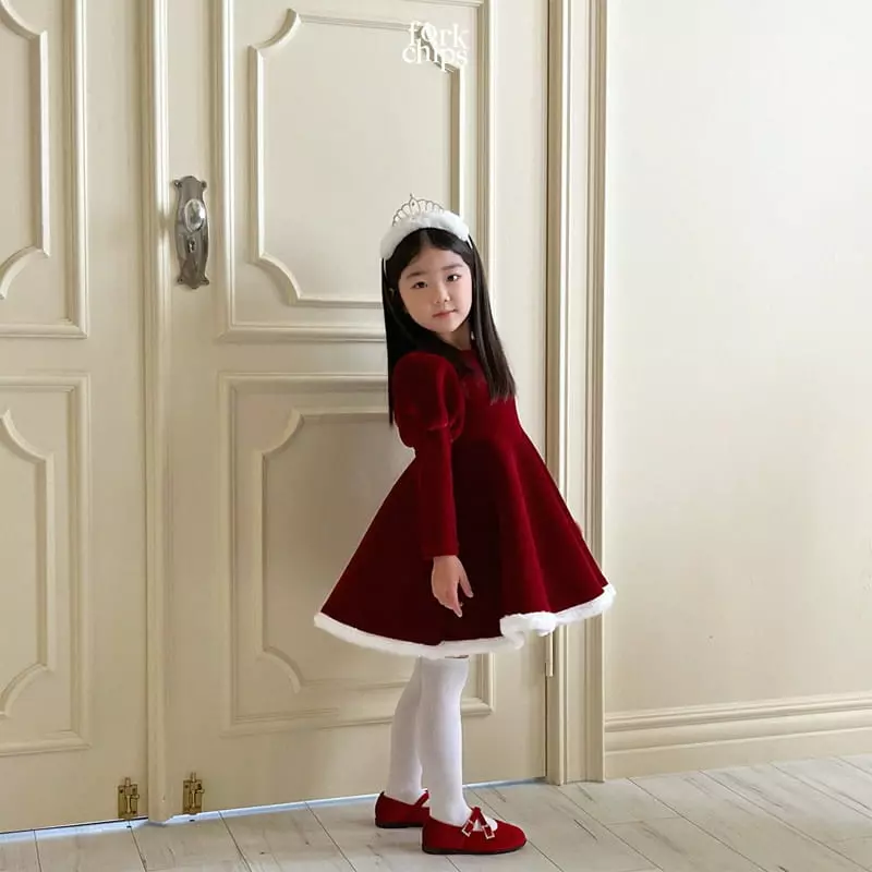 Fork Chips - Korean Children Fashion - #littlefashionista - Merry White One-piece - 8