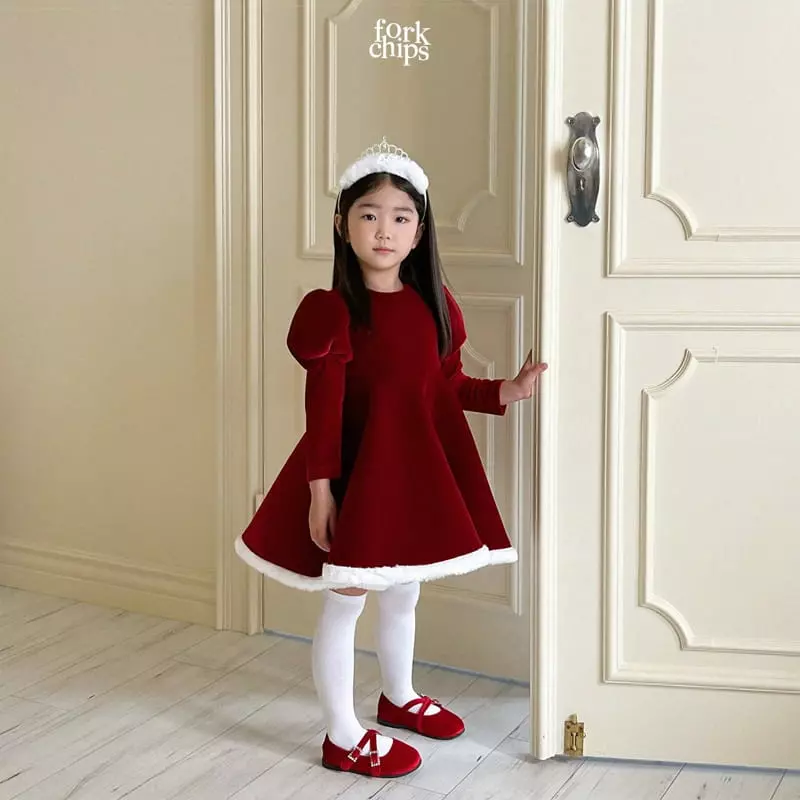 Fork Chips - Korean Children Fashion - #magicofchildhood - Merry White One-piece - 9