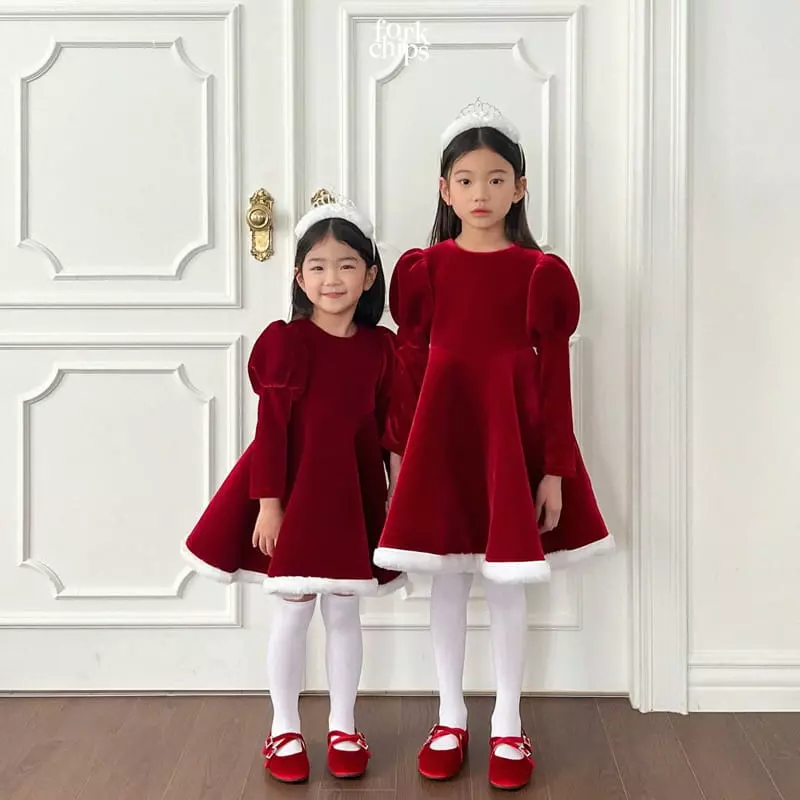 Fork Chips - Korean Children Fashion - #todddlerfashion - Merry White One-piece - 12