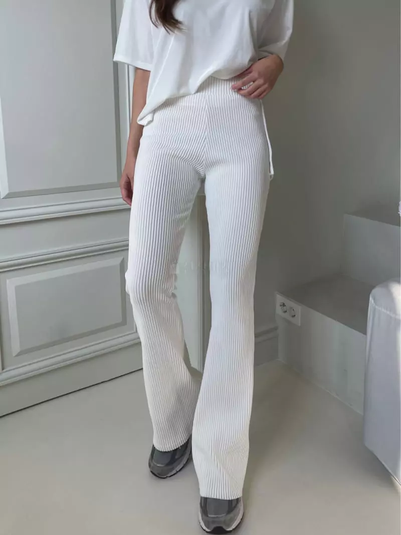 Four Eight - Korean Women Fashion - #momslook - Rib Pants - 5