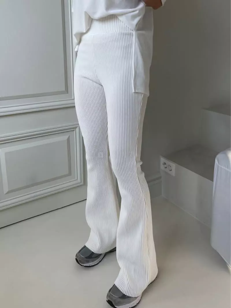 Four Eight - Korean Women Fashion - #momslook - Rib Pants - 7