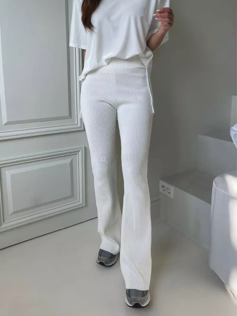 Four Eight - Korean Women Fashion - #momslook - Rib Pants - 9