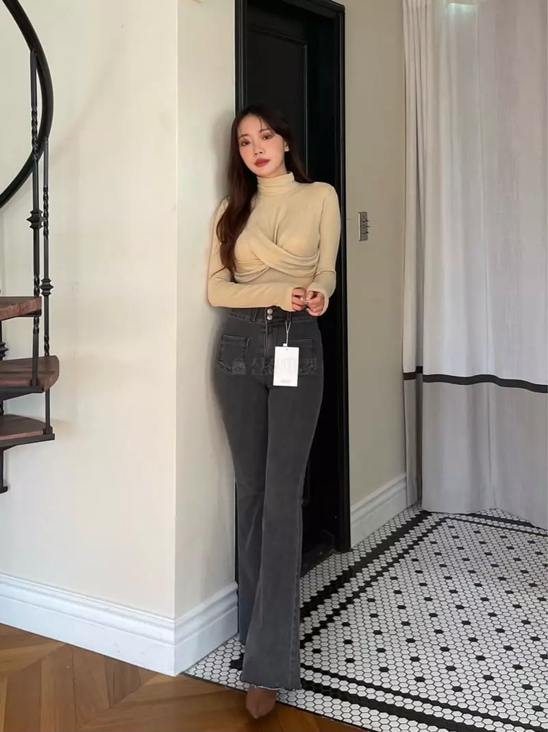 Four Eight - Korean Women Fashion - #restrostyle - Pocket Black Jeans - 5