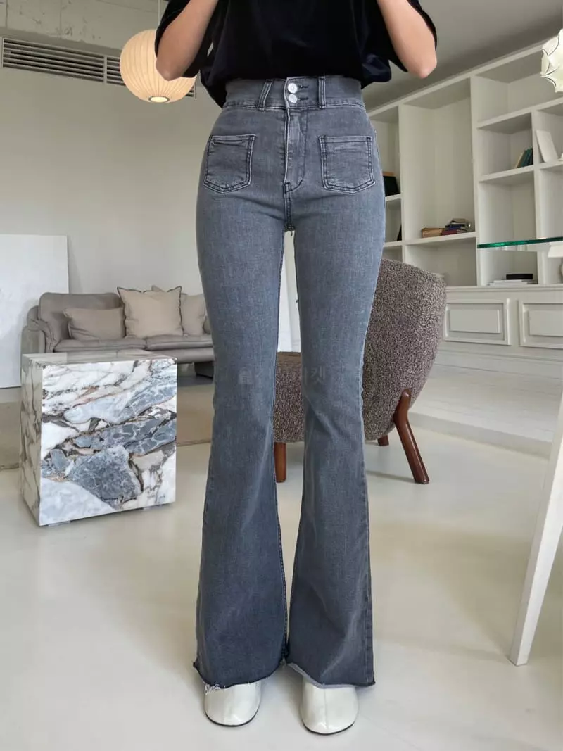 Four Eight - Korean Women Fashion - #vintageinspired - Pocket Black Jeans - 2