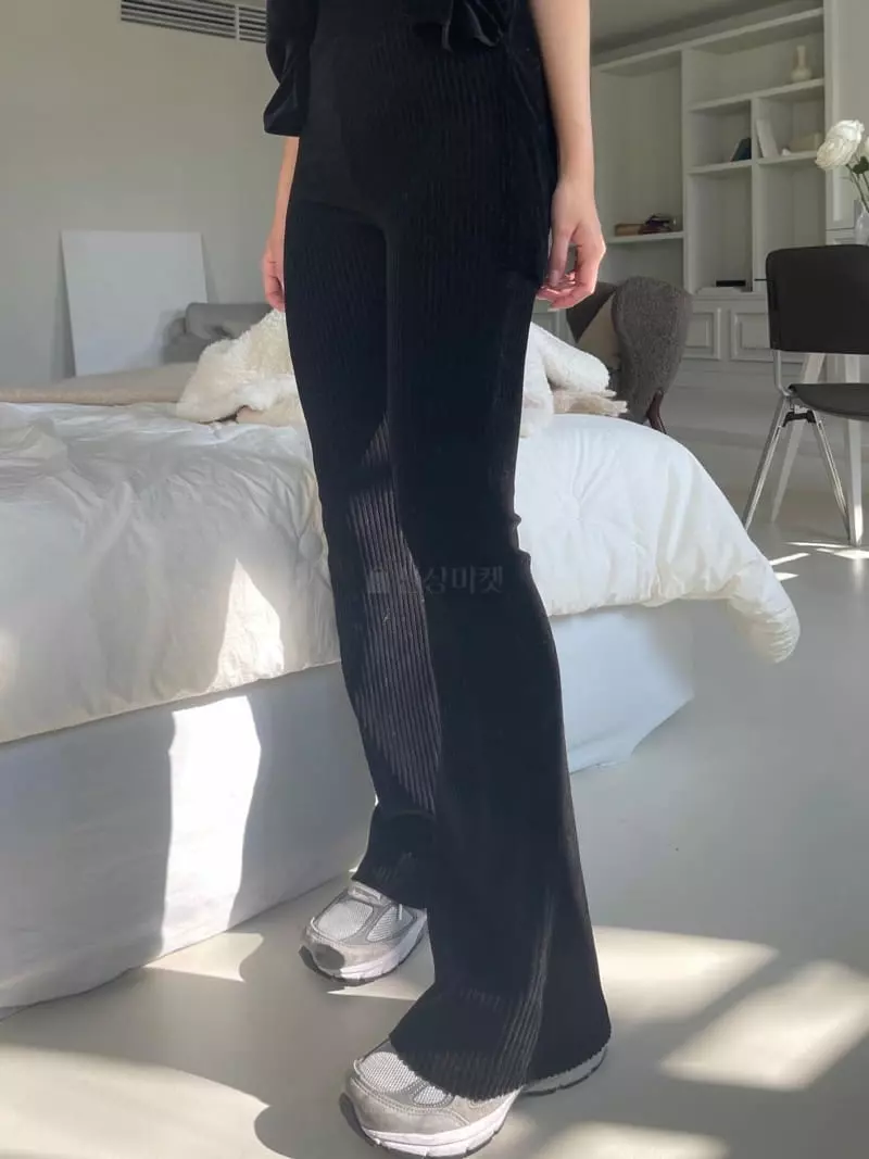 Four Eight - Korean Women Fashion - #momslook - Rib Pants - 4