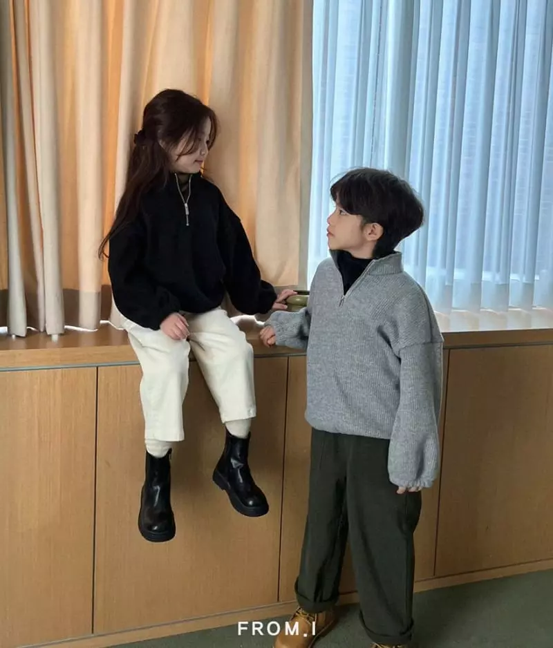 From I - Korean Children Fashion - #kidzfashiontrend - Half Zip-up Knit Tee - 4