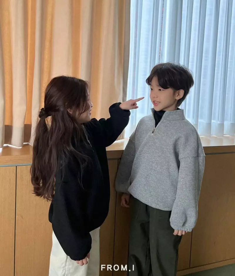 From I - Korean Children Fashion - #childofig - Half Zip-up Knit Tee - 10