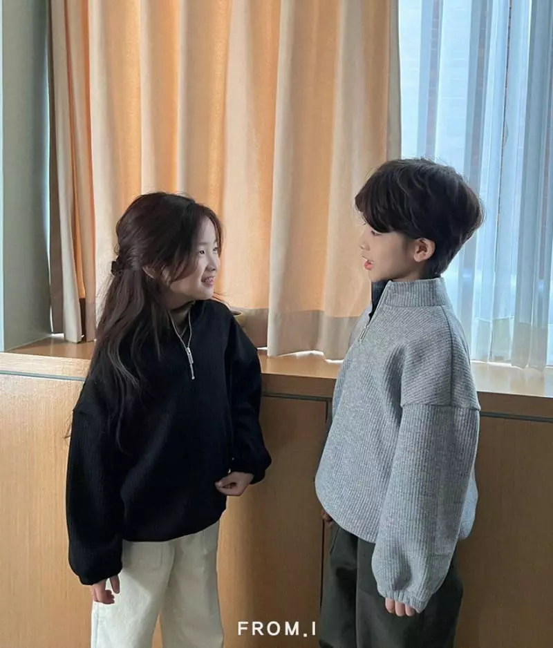 From I - Korean Children Fashion - #childofig - Half Zip-up Knit Tee - 9