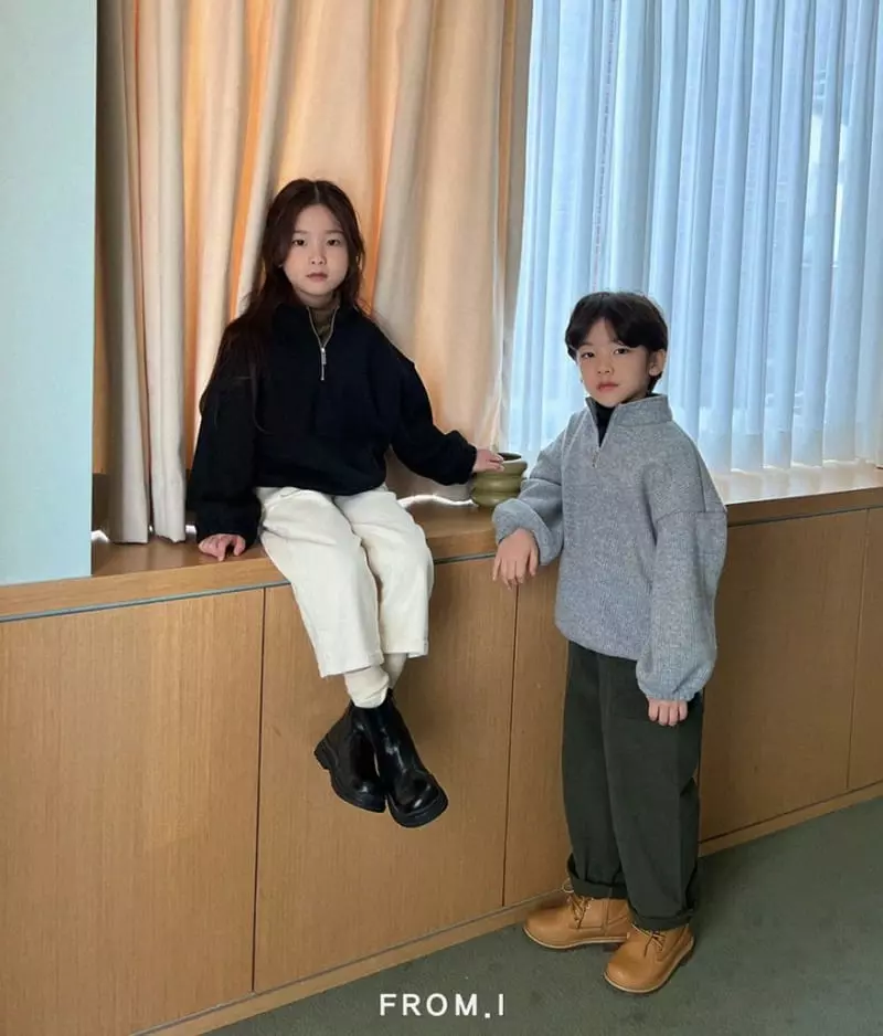 From I - Korean Children Fashion - #kidzfashiontrend - Half Zip-up Knit Tee - 3