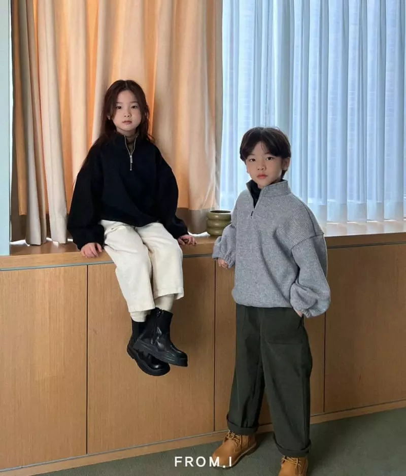 From I - Korean Children Fashion - #littlefashionista - Half Zip-up Knit Tee - 5