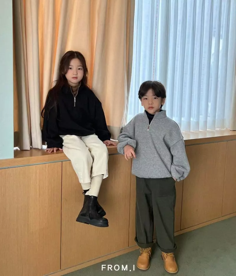 From I - Korean Children Fashion - #minifashionista - Half Zip-up Knit Tee - 7