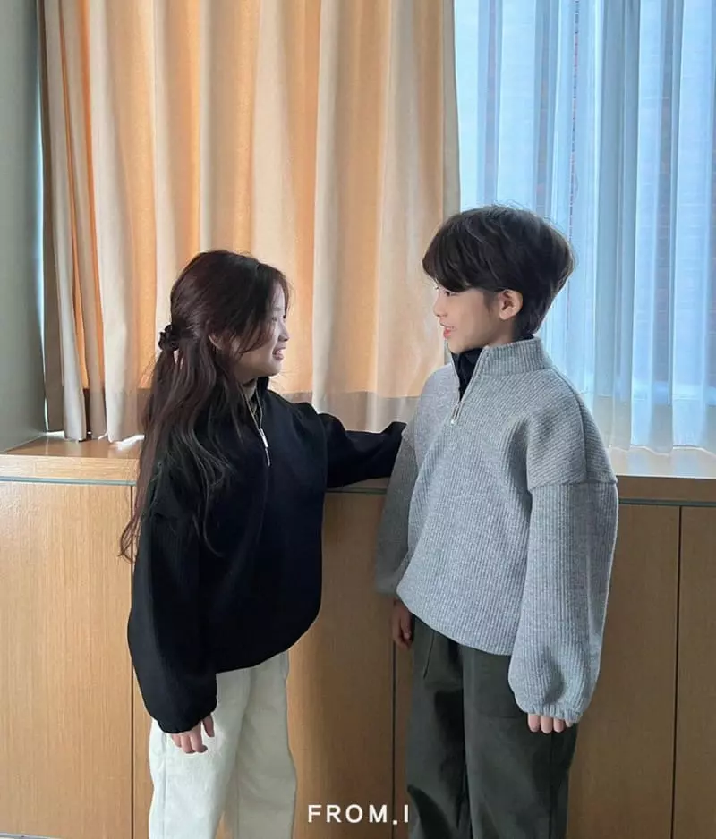 From I - Korean Children Fashion - #prettylittlegirls - Half Zip-up Knit Tee - 8