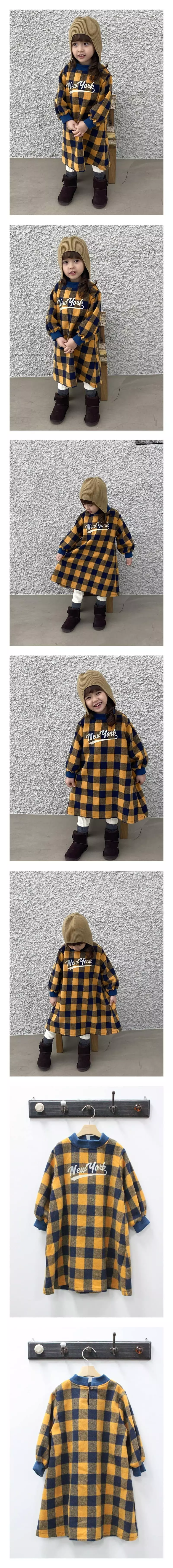Green Tomato - Korean Children Fashion - #kidsstore - Mustard Check One-piece