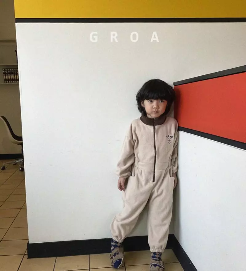 Groa - Korean Children Fashion - #kidsshorts - Love Fleece Bodysuit - 8