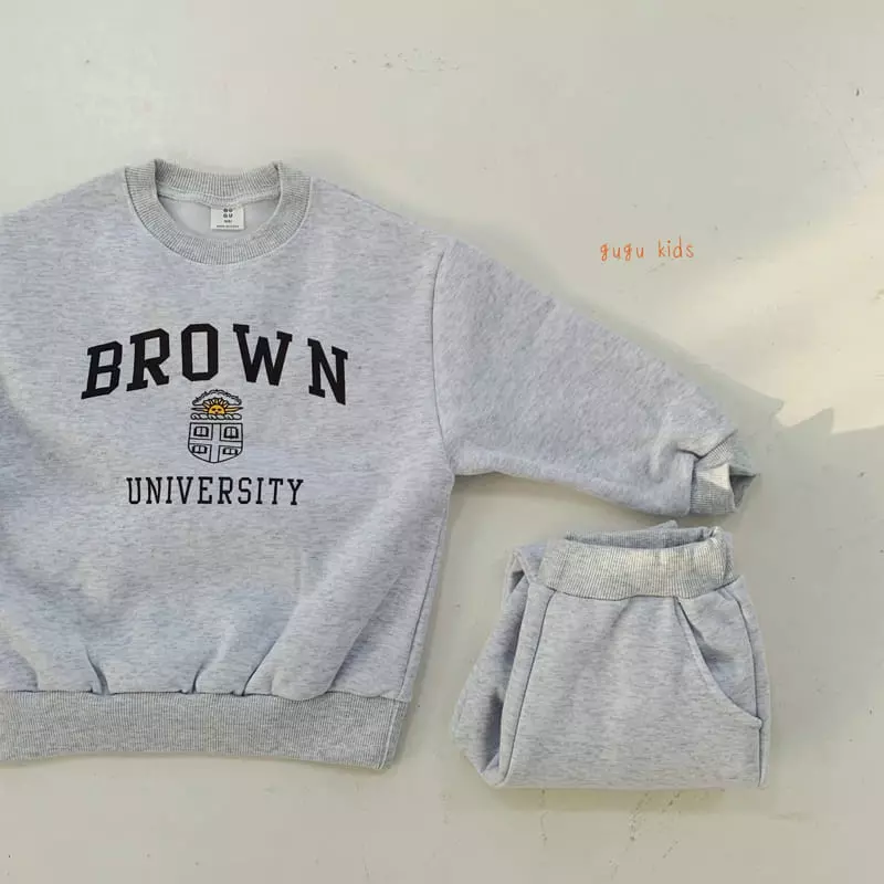 Gugu Kids - Korean Children Fashion - #childofig - Brown Top Bottom Set - 5