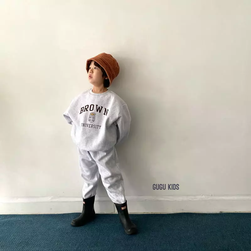 Gugu Kids - Korean Children Fashion - #kidsshorts - Brown Top Bottom Set - 10