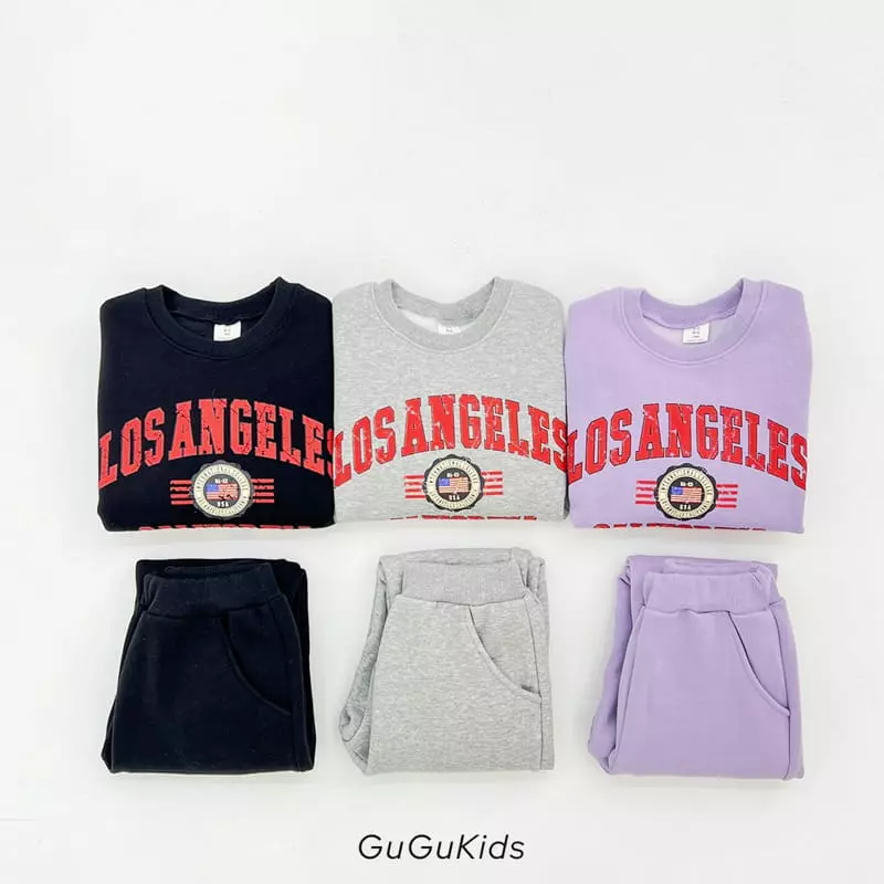 Gugu Kids - Korean Children Fashion - #minifashionista - Los Angeles Top Bottom Set - 8