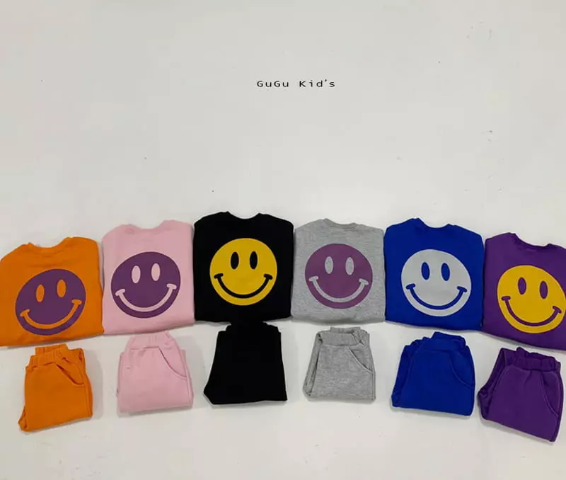 Gugu Kids - Korean Children Fashion - #todddlerfashion - Smile Top Bottom Set - 3