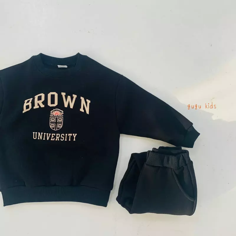 Gugu Kids - Korean Children Fashion - #todddlerfashion - Brown Top Bottom Set - 2