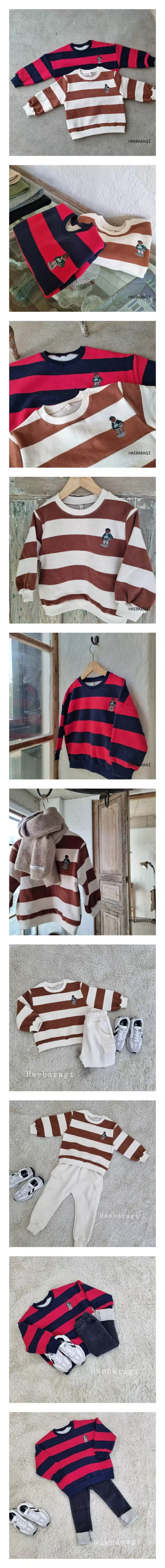 Haebaragi - Korean Children Fashion - #designkidswear - Stripes Bear Sweatshirt