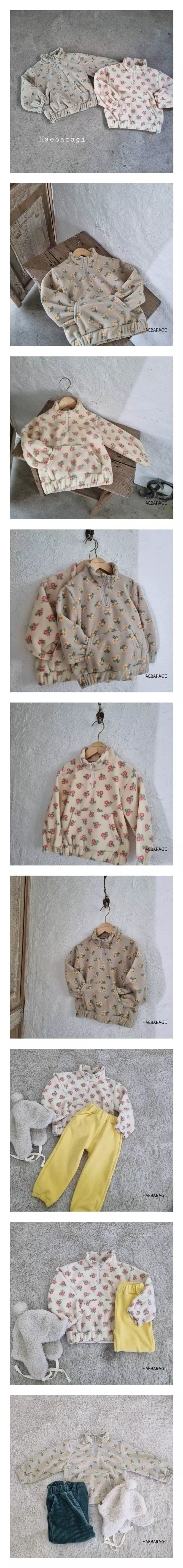 Haebaragi - Korean Children Fashion - #stylishchildhood - Flower Fleece Anorak 